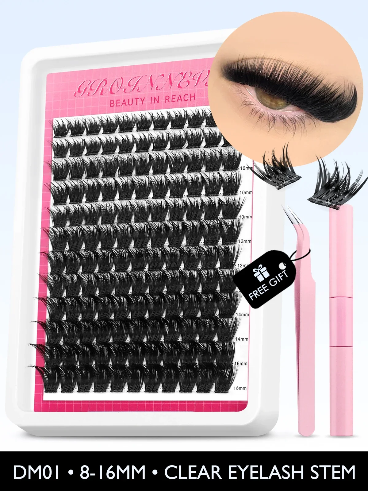 GROINNEYA DIY Lash Extension Kit with 10-16 mm Clusters 9 GROINNEYA DIY Lash Extension Kit with 10-16 mm Clusters - Image 9