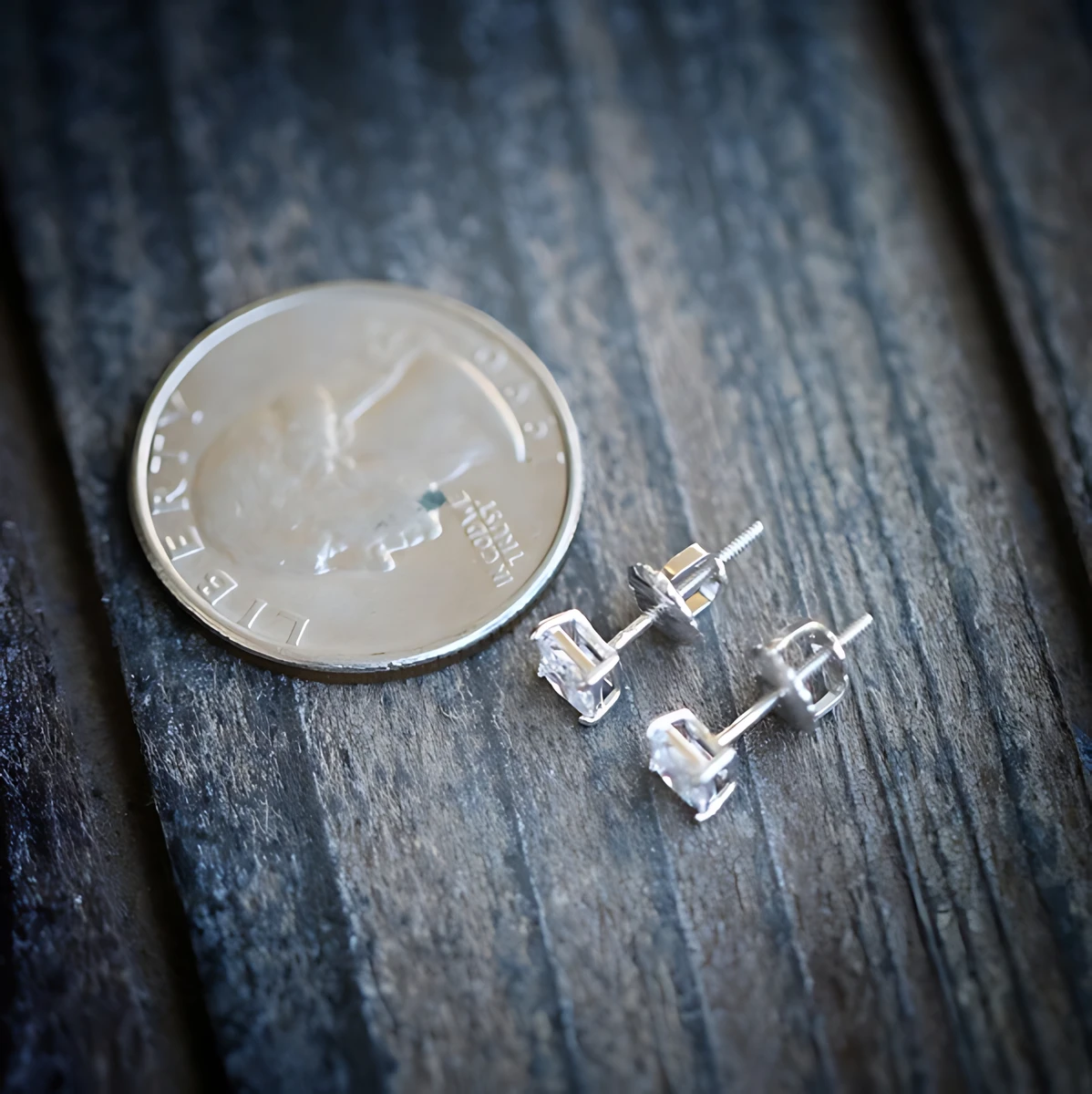 Silver Princess-Cut Cubic Zirconia Stud Earrings 6 Silver Princess-Cut Cubic Zirconia Stud Earrings - Image 6