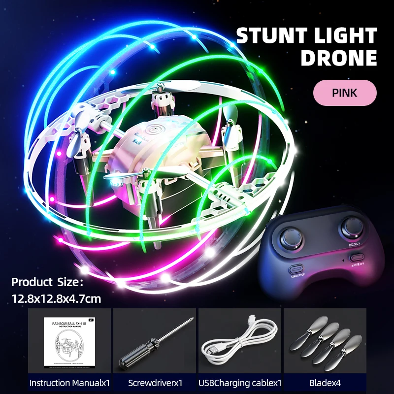 Vibrant Pink/White Stunt Drone with LED Lights 8 Vibrant Pink/White Stunt Drone with LED Lights - Image 8