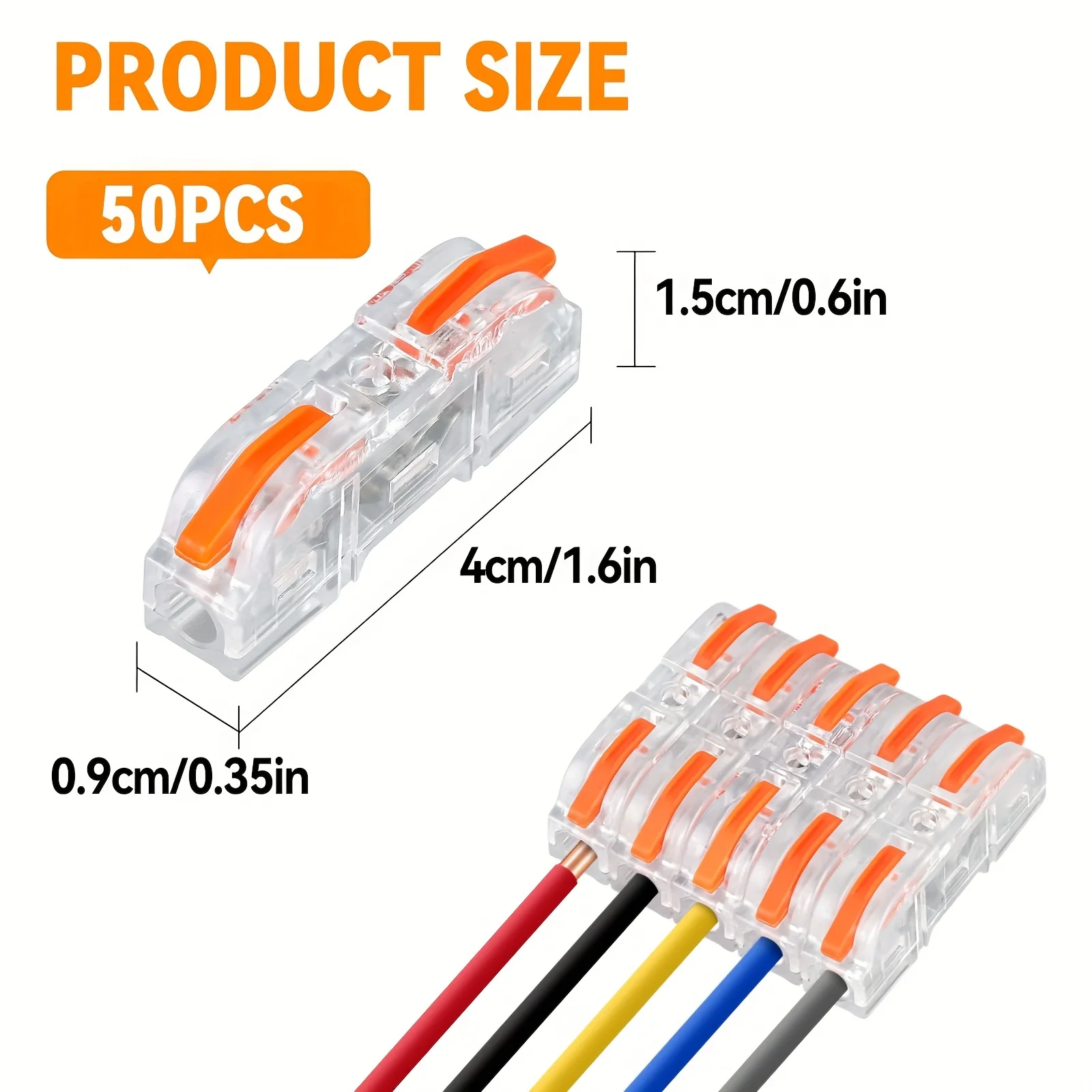 Transparent Quick-Lever Wire Connectors - 34/50/100pcs 2 Transparent Quick-Lever Wire Connectors - 34/50/100pcs - Image 2
