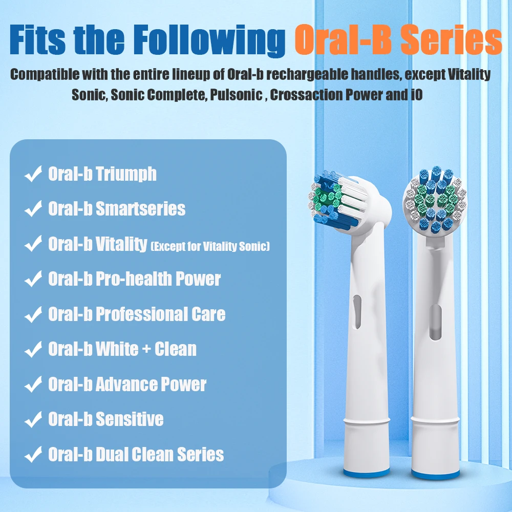 Oral B Replacement Toothbrush Heads Set (Models 100-1000) 2 Oral B Replacement Toothbrush Heads Set (Models 100-1000) - Image 2