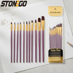 Professional Artist Paintbrush Set - 10 Nylon Brushes