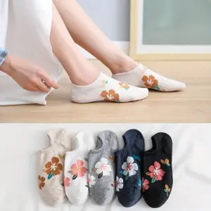Cherry Blossom Women's Boat Socks Set, 5 Pairs 10 Saf97e6aca037427987c80cf1e5d36ad6c
