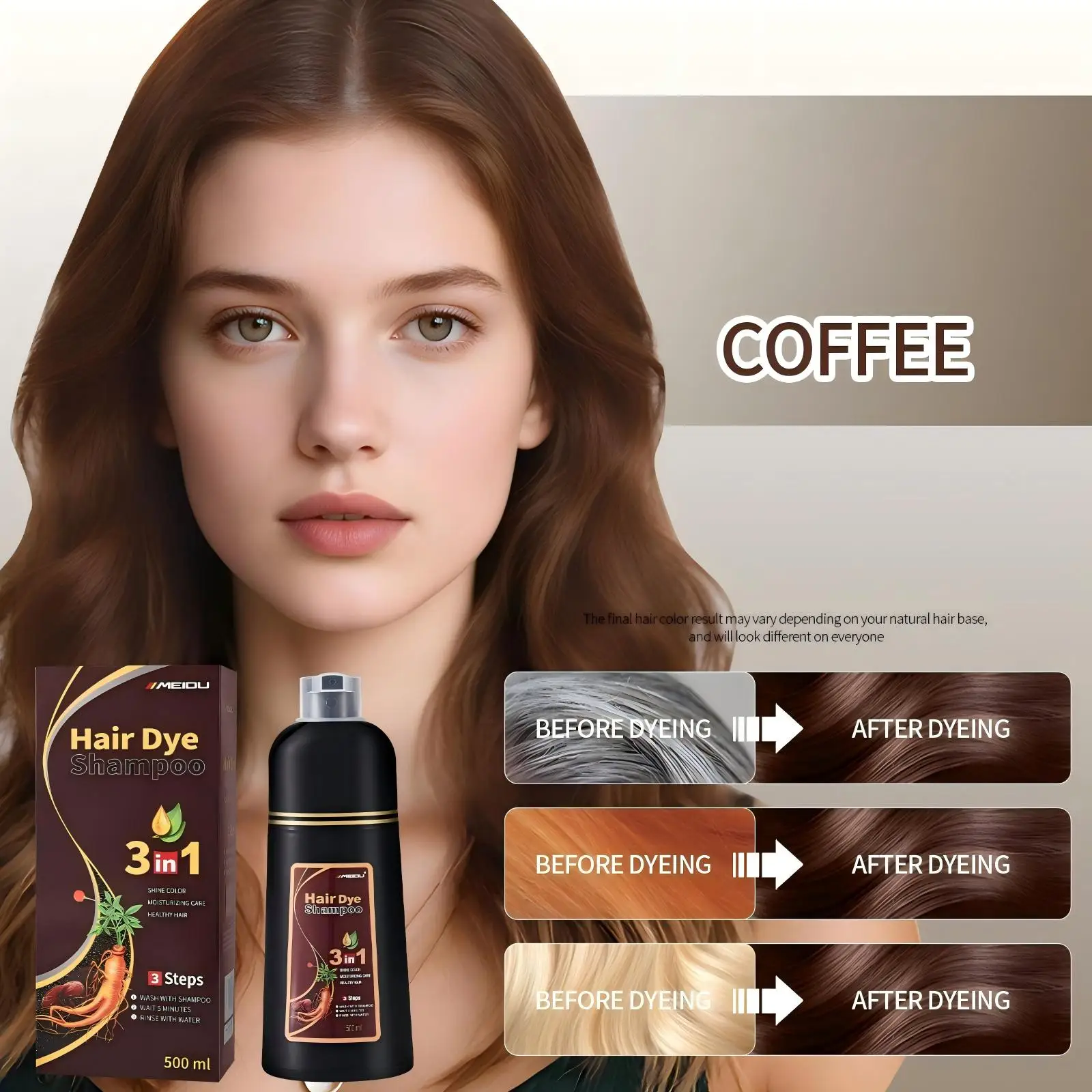 Meidu 3-in-1 Black Hair Dye Shampoo 500ml 8 Meidu 3-in-1 Black Hair Dye Shampoo 500ml - Image 8