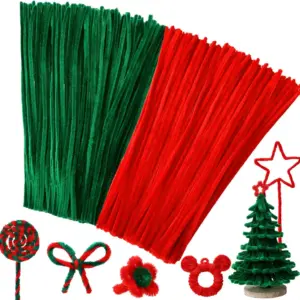 Vibrant Red & Green Craft Pipe Cleaners (200 pcs)