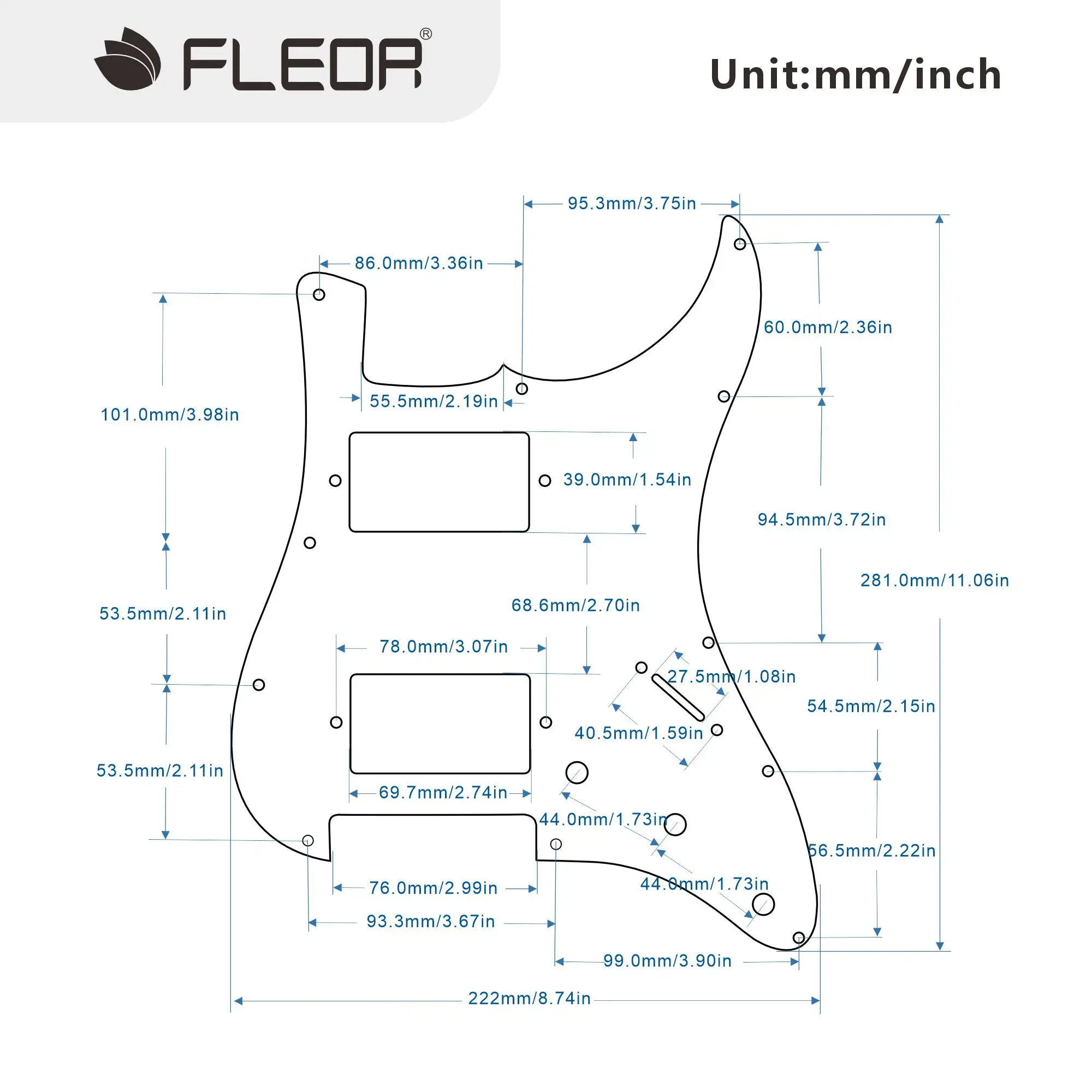 Black 3-Ply HH Guitar Pickguard for Electric Guitars 2 Black 3-Ply HH Guitar Pickguard for Electric Guitars - Image 2