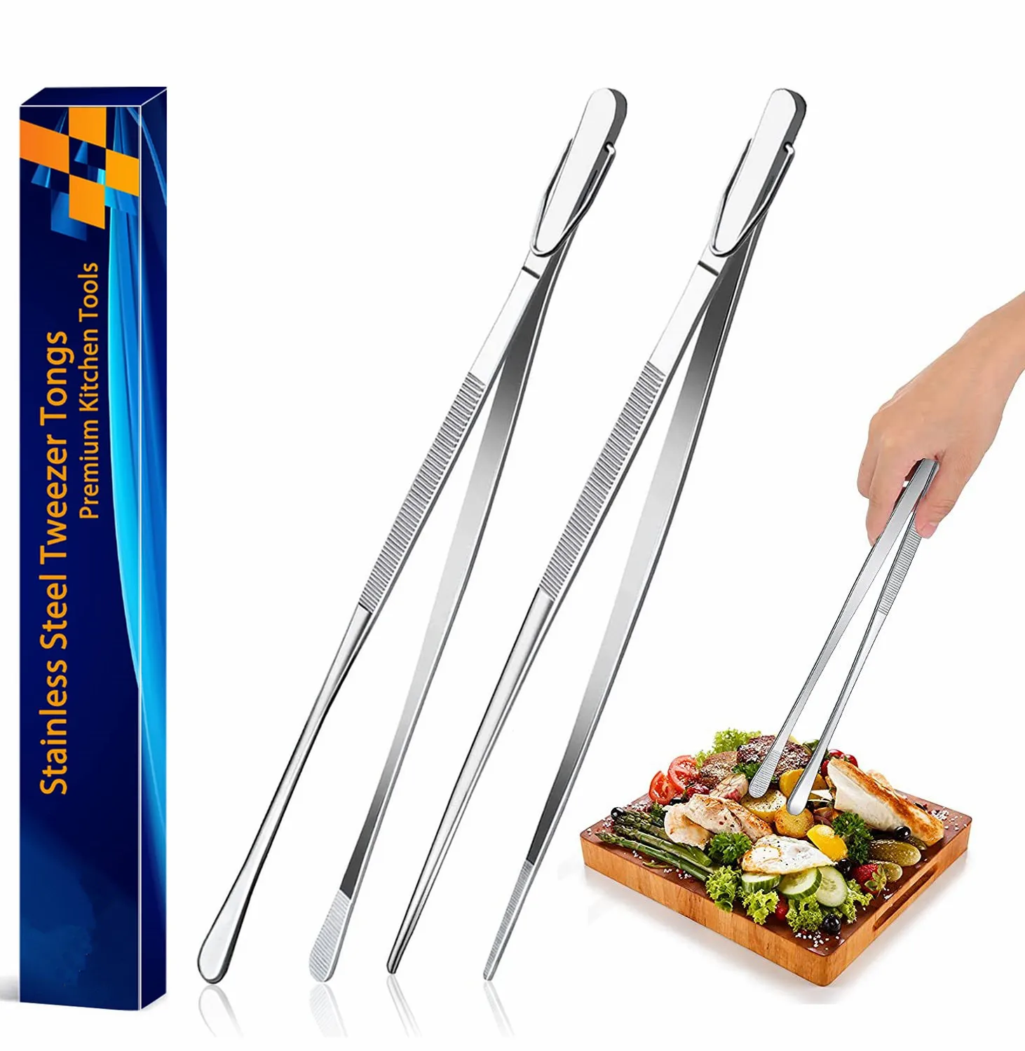 Stainless Steel Kitchen Tweezers 12-Inch 1 Stainless Steel Kitchen Tweezers 12-Inch
