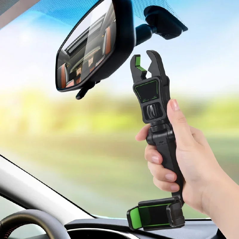 Adjustable Black Car Phone Holder for Rearview Mirror 3 Adjustable Black Car Phone Holder for Rearview Mirror - Image 3