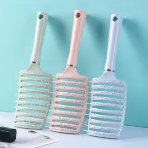 Large Curved Air Cushion Hairbrush in Pastel Colors
