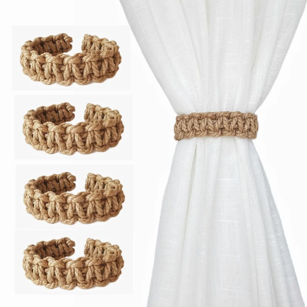 Rustic Hemp Curtain Tieback Set 2 Rustic Hemp Curtain Tieback Set - Image 2