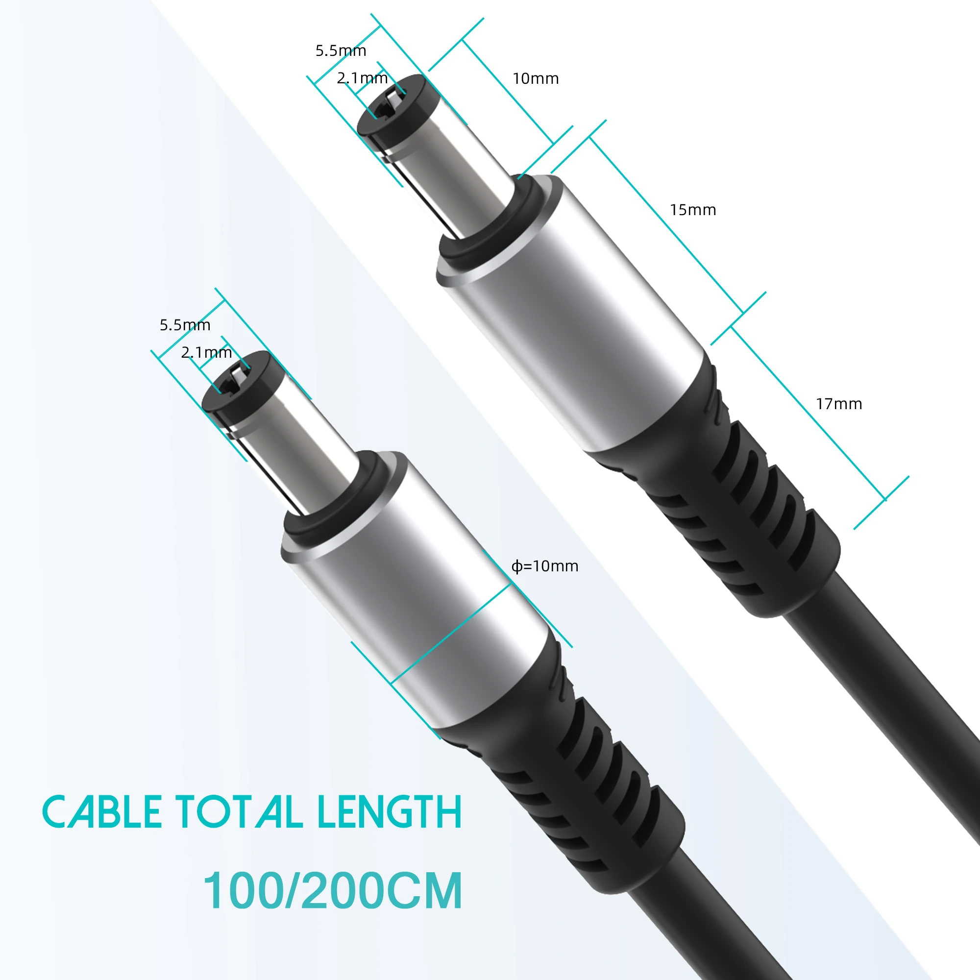 DC5521 Power Extension Cable 1-3m, Male-to-Male 5 DC5521 Power Extension Cable 1-3m, Male-to-Male - Image 5