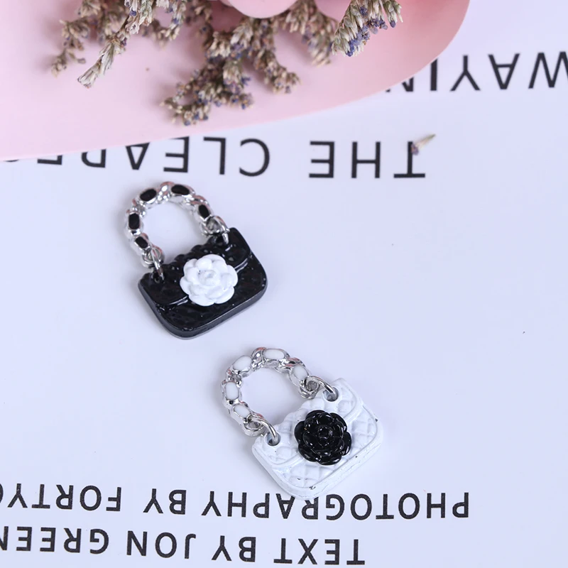 Miniature Dollhouse Handbag in Black and White 5 Miniature Dollhouse Handbag in Black and White - Image 5