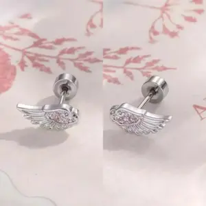 Silver Wing Stud Earrings with Crystal Embellishments 10 Sb3a3f147407b4ba2a1141e0ff5a6d47eL