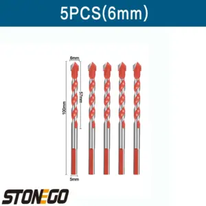 STONEGO 5PCS Multifunctional Drill Bit Set for Masonry 18 Sb4352d6b4a2d4c6da27f2ad9e6fb0a90y