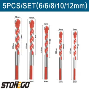STONEGO 5PCS Multifunctional Drill Bit Set for Masonry 17 Sb48fee8ccc9745089bb292858110716eF