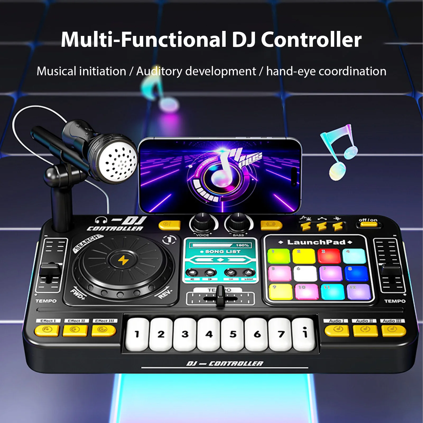 Kids' DJ Controller with Lights and Bluetooth 3 Kids' DJ Controller with Lights and Bluetooth - Image 3