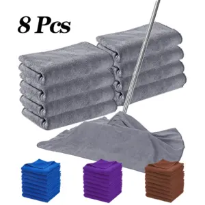 Eight Large Microfiber Cleaning Cloths Set