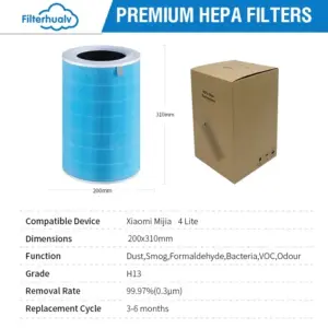 Blue HEPA & Activated Carbon Filter for Xiaomi Air Purifier 4 Lite 8 Sb62e4fb2317e4294a4d12aed219f07f4j