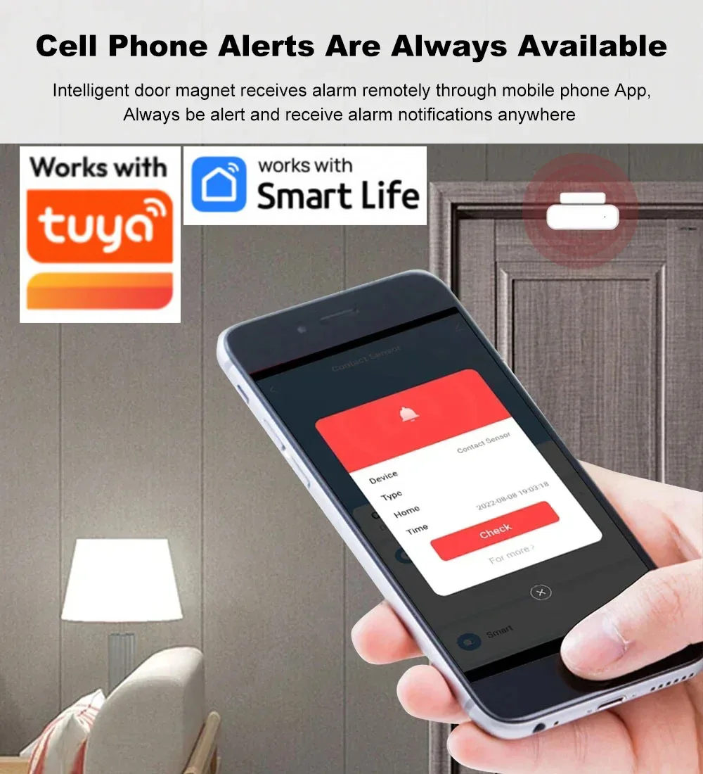 White ZigBee 3.0 Door Sensor for Smart Homes 6 White ZigBee 3.0 Door Sensor for Smart Homes - Image 6