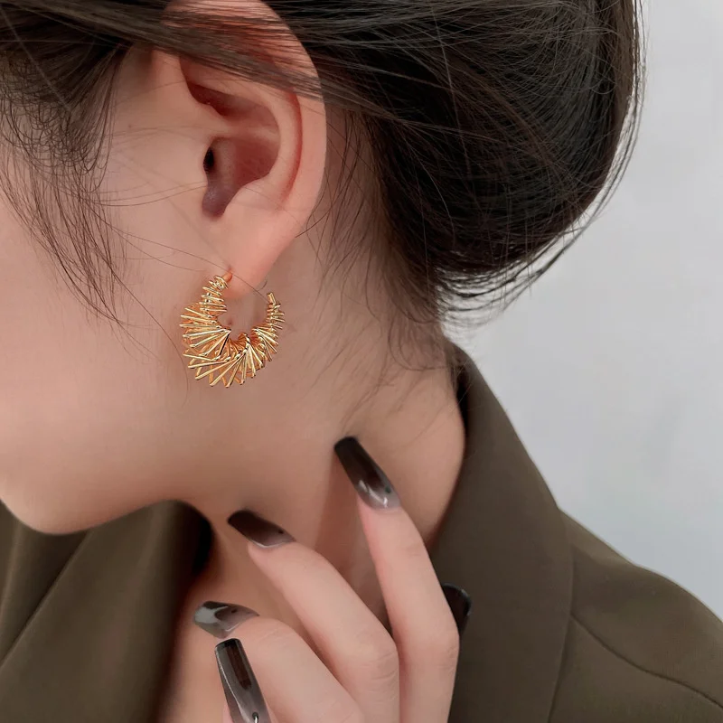 Vintage Gold and Silver Copper Hoop Earrings 2 Vintage Gold and Silver Copper Hoop Earrings - Image 2