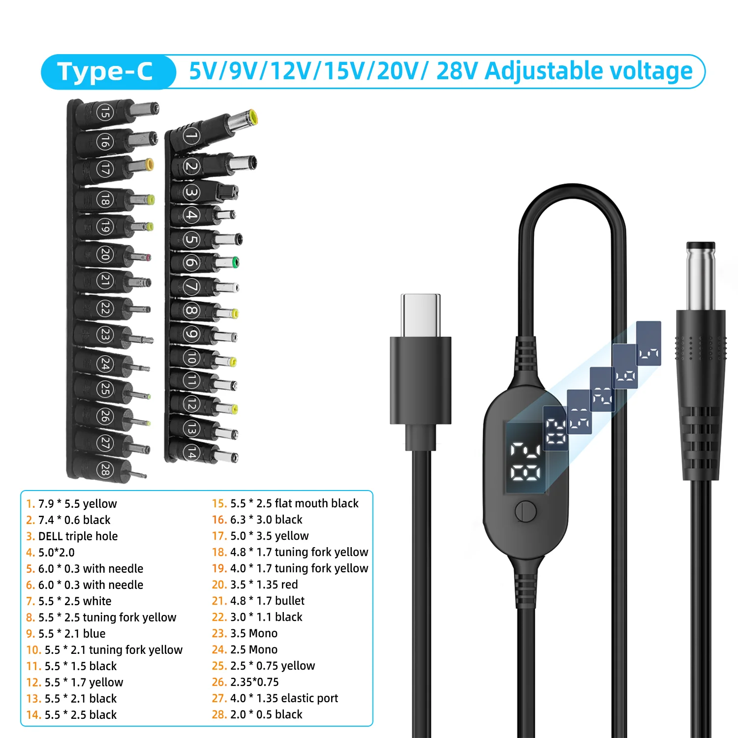 USB-C to DC Power Cable 140W, 100cm 7 USB-C to DC Power Cable 140W, 100cm - Image 7