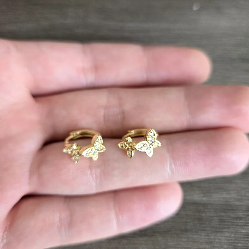 Stainless Steel Butterfly Hoop Earrings Set 6 Stainless Steel Butterfly Hoop Earrings Set - Image 6