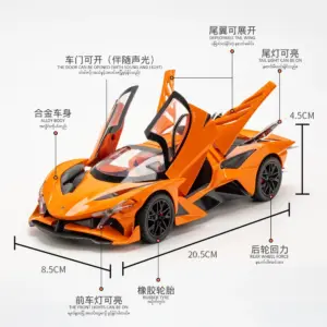 Vibrant Orange Alloy Sports Car Model 1:24 Scale 12 Sbdbf25478b254ff8a9a029911fea58d1k