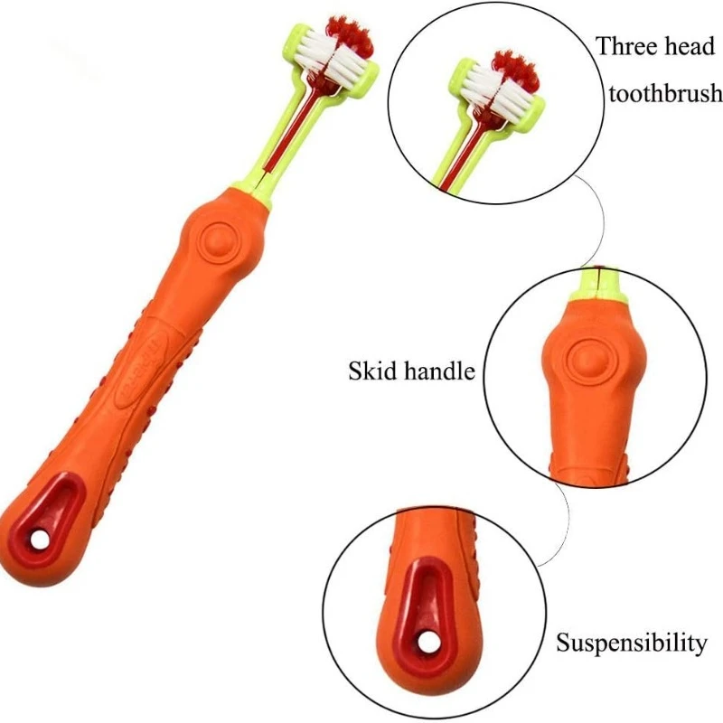 Vibrant Three-Sided Pet Toothbrush for Dogs & Cats 2 Vibrant Three-Sided Pet Toothbrush for Dogs & Cats - Image 2