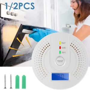 White Carbon Monoxide Alarm with LCD Display