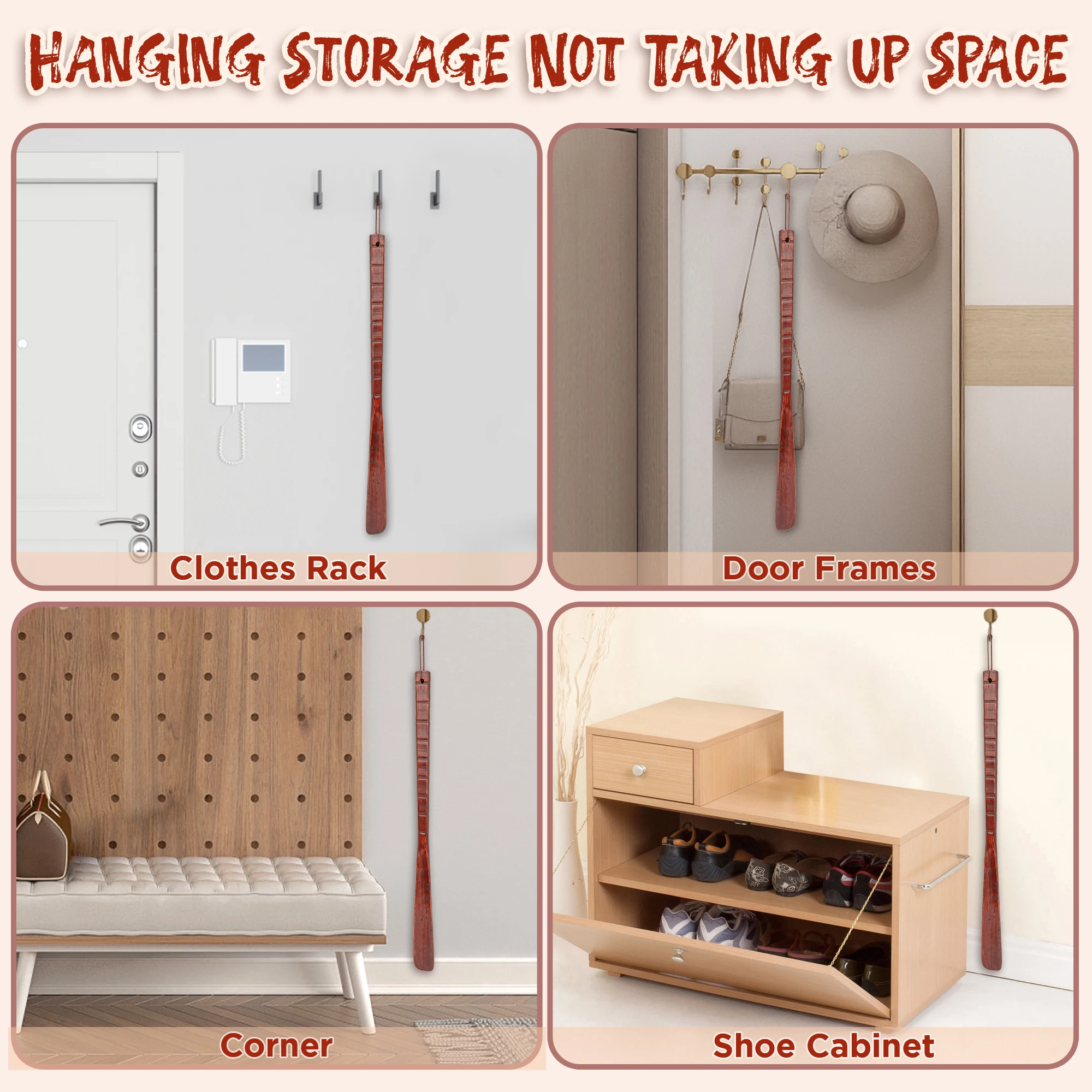 Wooden Long Shoehorn 54cm with Leather Rope 4 Wooden Long Shoehorn 54cm with Leather Rope - Image 4