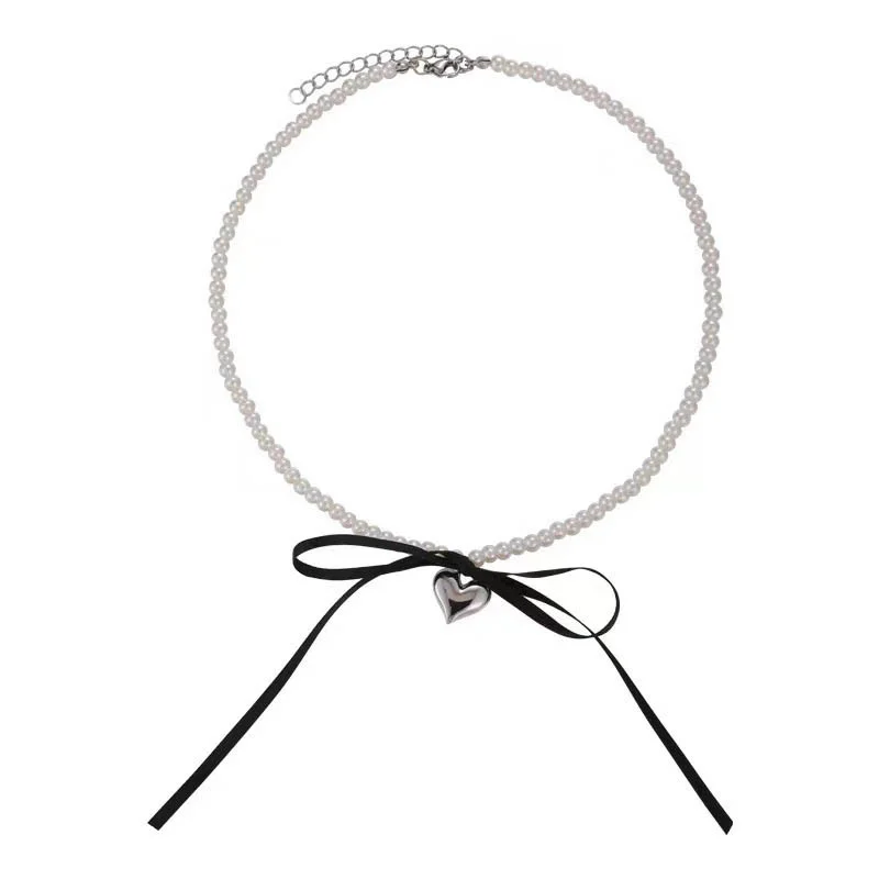 Pearl Heart Pendant Necklace with Silver Charm 4 Pearl Heart Pendant Necklace with Silver Charm - Image 4