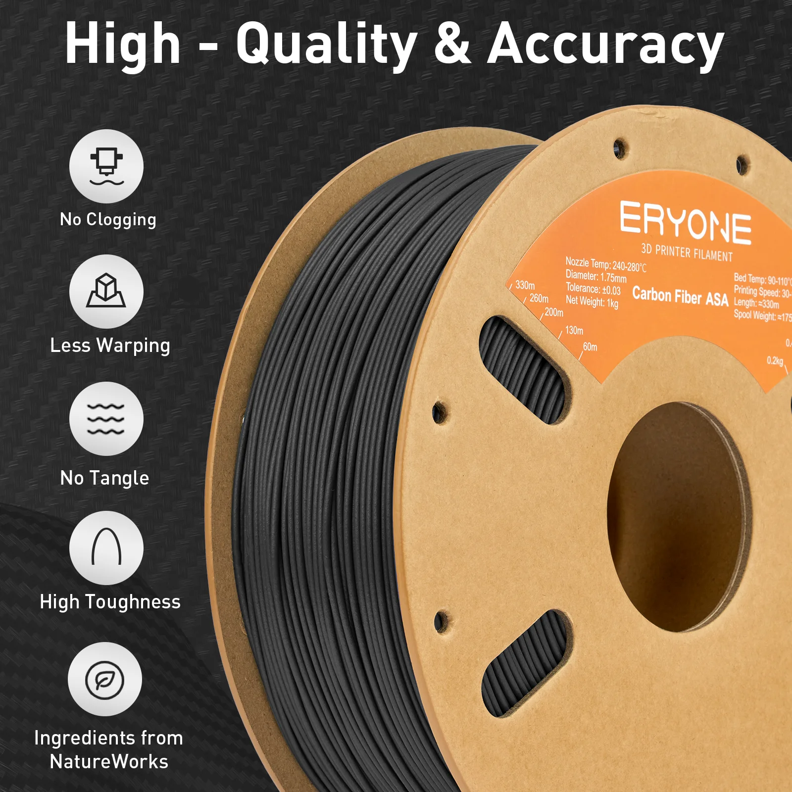 ERYONE 1kg ASA Carbon Fiber 3D Filament 2 ERYONE 1kg ASA Carbon Fiber 3D Filament - Image 2