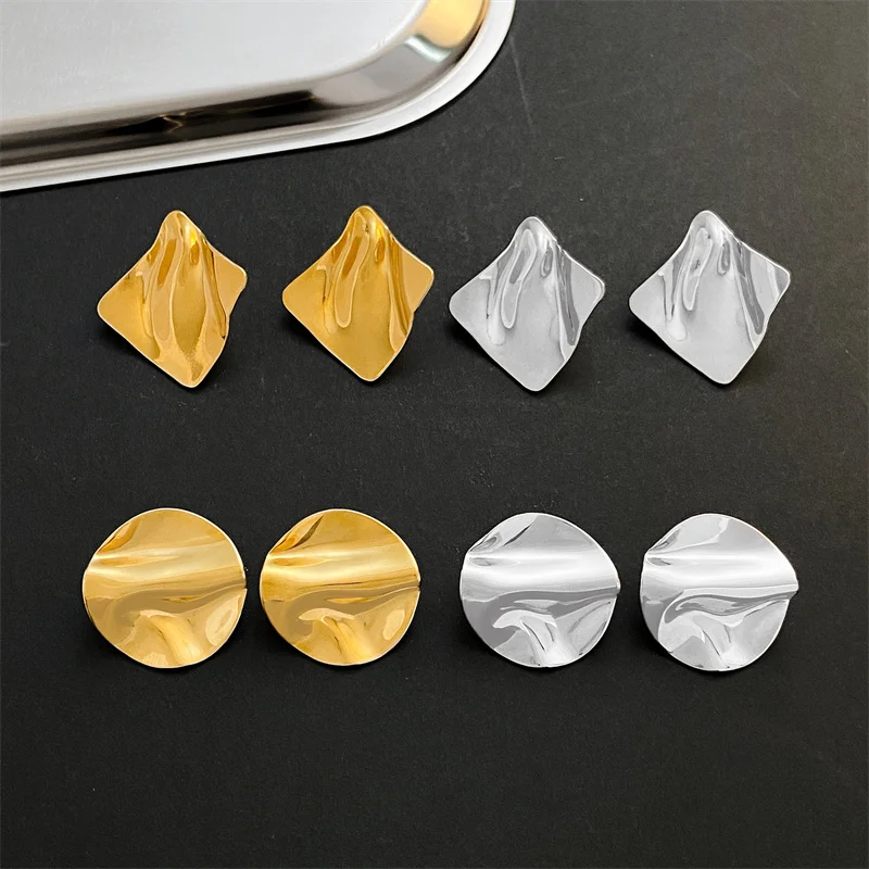 Vintage Stainless Steel Gold Stud Earrings 3 Vintage Stainless Steel Gold Stud Earrings - Image 3