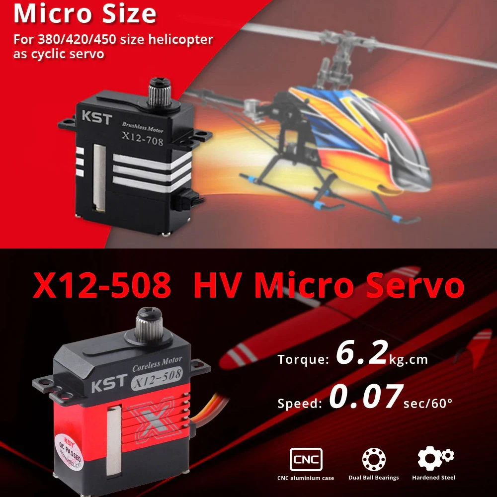 KST X12-508 HV & X12-708 Micro Servo Pair 2 KST X12-508 HV & X12-708 Micro Servo Pair - Image 2