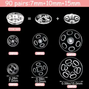 Transparent Plastic Snap Buttons Set of 90 13 Sc1d75cb1635e4b0c874c9074348b89f73