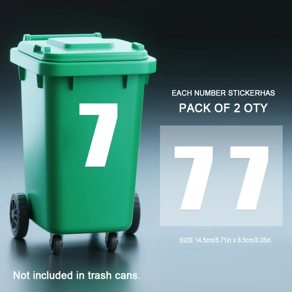Colorful Waterproof PVC Trash Can Number Stickers 7 Colorful Waterproof PVC Trash Can Number Stickers - Image 7