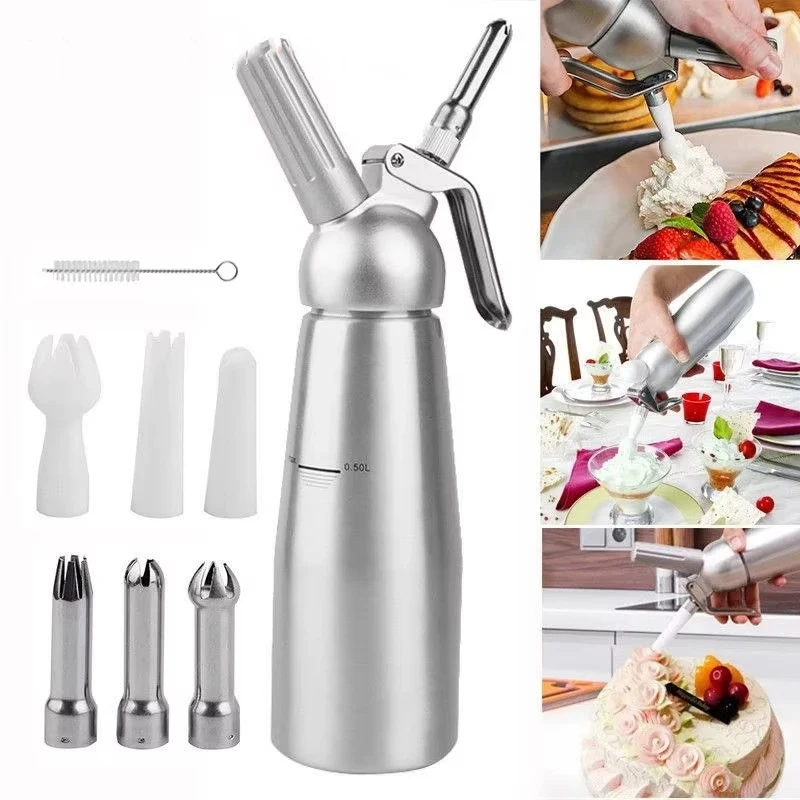 Silver 500ml Whipped Cream Dispenser with Stainless Steel 4 Silver 500ml Whipped Cream Dispenser with Stainless Steel - Image 4