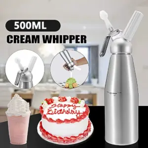 Silver 500ml Whipped Cream Dispenser with Stainless Steel 11 Sc3a994372f38410d9c963aafda37d138V