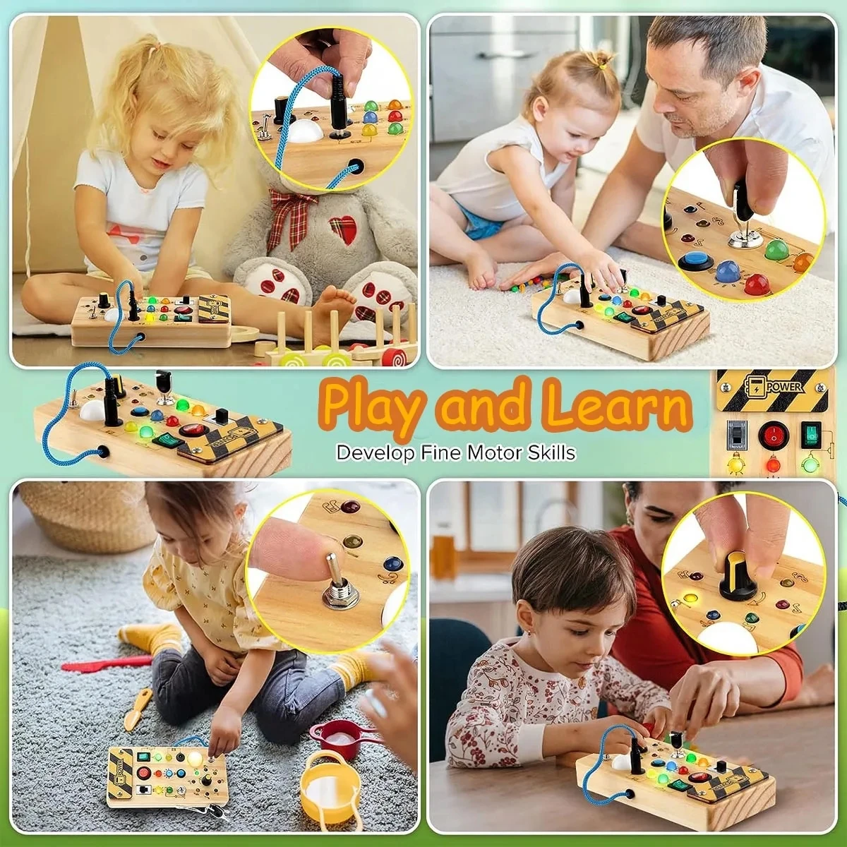 Natural Wood Montessori Busy Board for Kids 5 Natural Wood Montessori Busy Board for Kids - Image 5