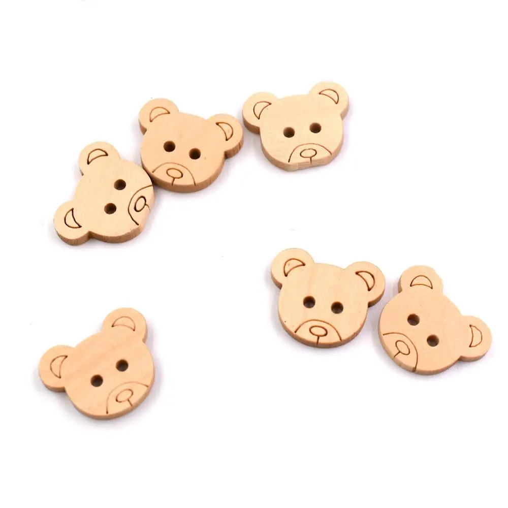Wooden Bear Buttons Set of 50, 100, 200pcs 4 Wooden Bear Buttons Set of 50, 100, 200pcs - Image 4