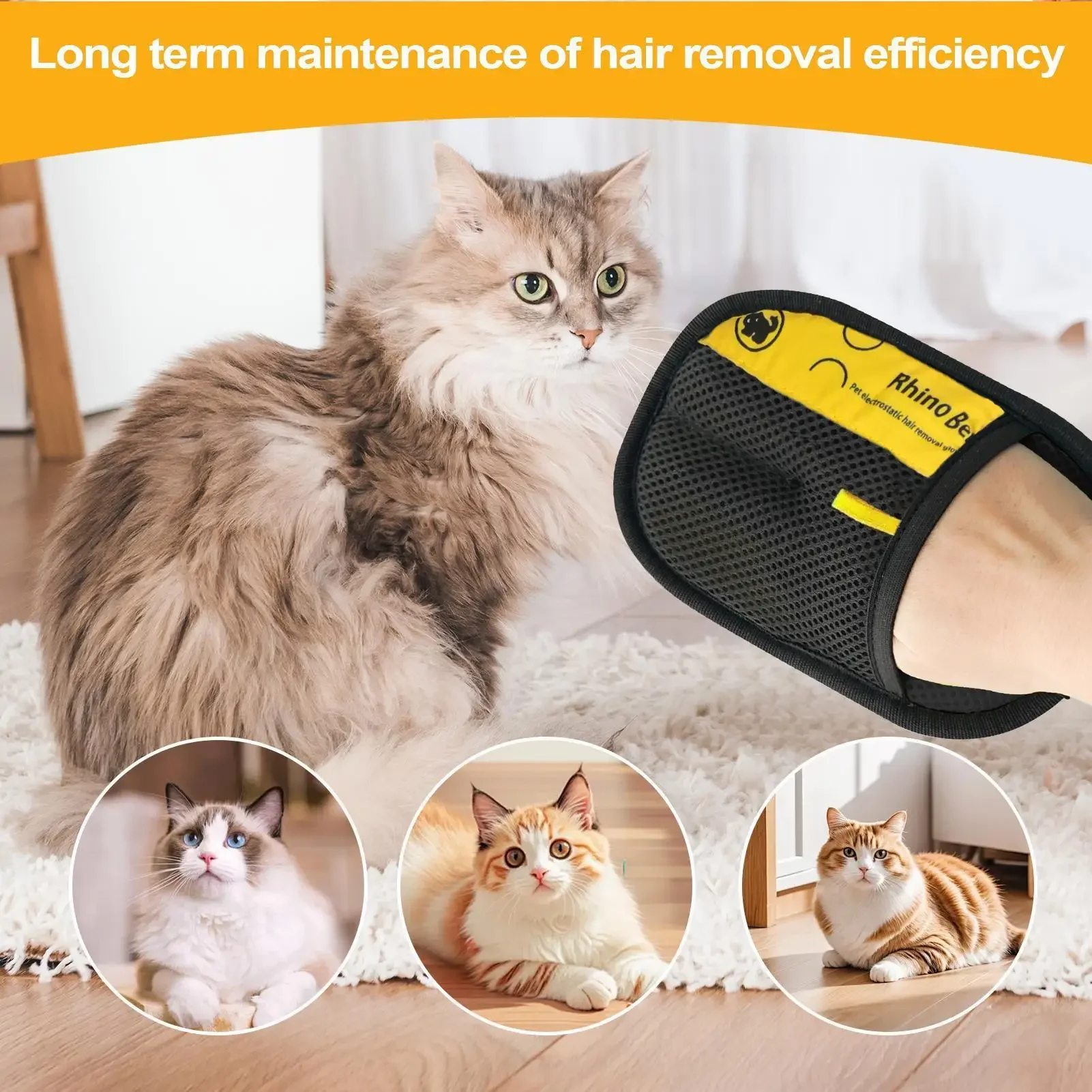 Black Pet Hair Removal Glove for Cats and Dogs 4 Black Pet Hair Removal Glove for Cats and Dogs - Image 4