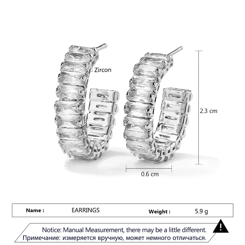 Gold Zircon Hoop Earrings with Geometric Design 6 Gold Zircon Hoop Earrings with Geometric Design - Image 6