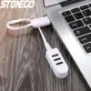 White 3-Port USB Hub with Flat Noodle Cable
