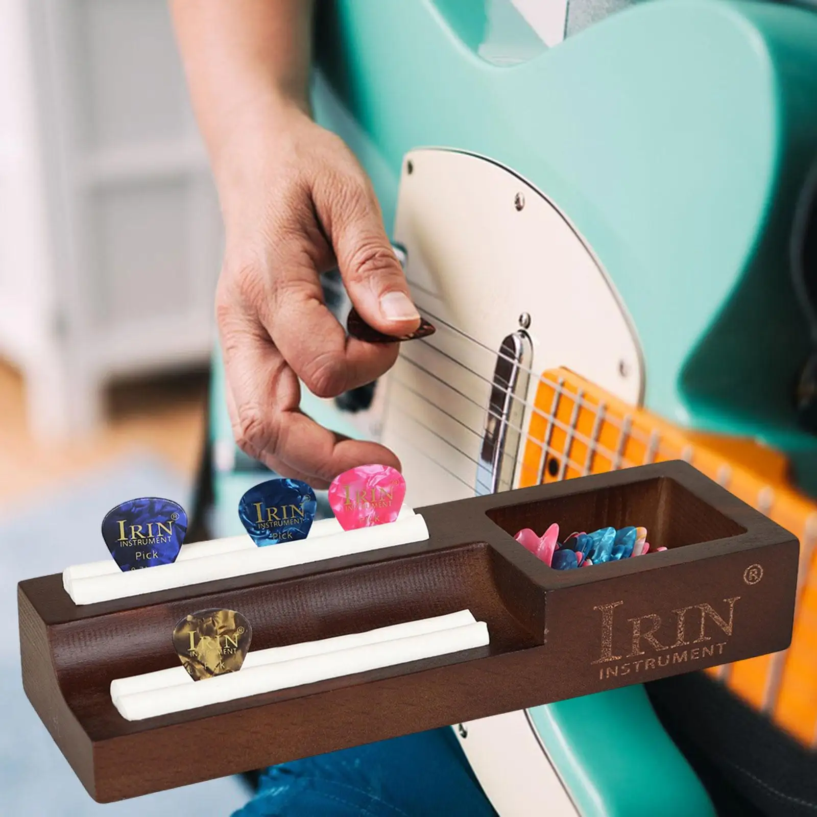 Elegant Wooden Guitar Pick Storage Box 3 Elegant Wooden Guitar Pick Storage Box - Image 3