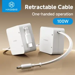 Elegant White Hagibis USB-C Retractable Cable