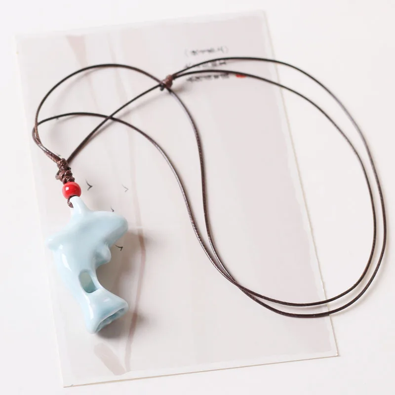 Light Blue Ceramic Dolphin Necklace for Women 2 Light Blue Ceramic Dolphin Necklace for Women - Image 2