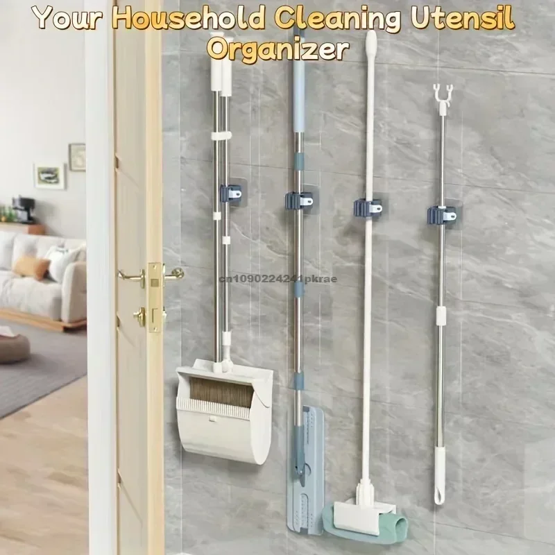 Self-Adhesive Wall-Mounted Mop Holder for Bathrooms 4 Self-Adhesive Wall-Mounted Mop Holder for Bathrooms - Image 4