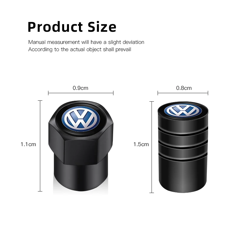 Volkswagen Aluminum Valve Cap Set in Red, Black & Silver 2 Volkswagen Aluminum Valve Cap Set in Red, Black & Silver - Image 2