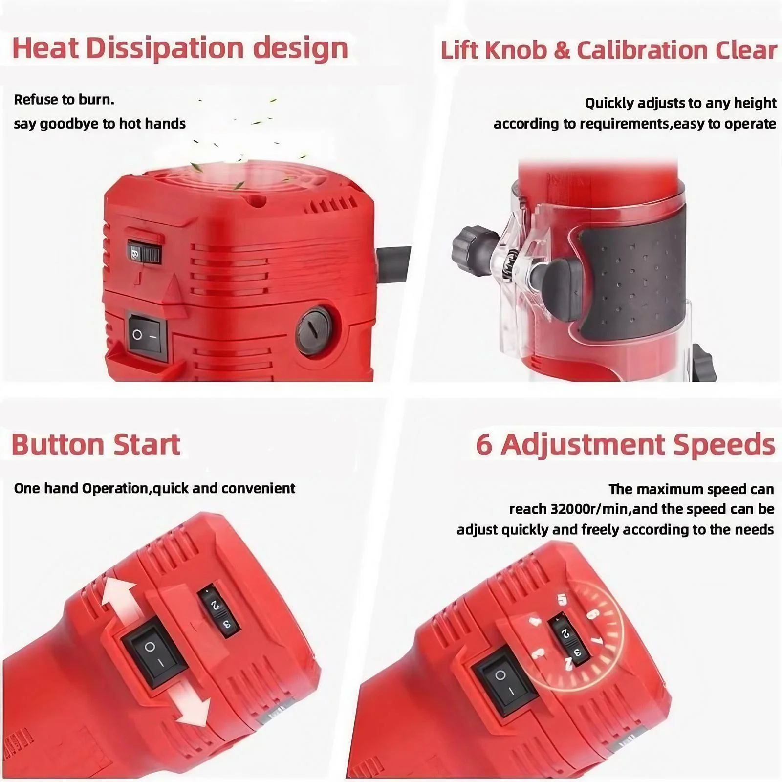 Red 650W Electric Wood Router for Precise Craftsmanship 5 Red 650W Electric Wood Router for Precise Craftsmanship - Image 5