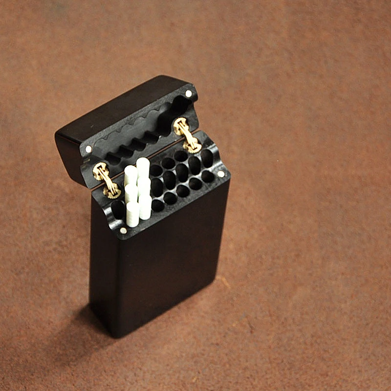 Elegant Ebony Cigarette Case with Brass Hinges 3 Elegant Ebony Cigarette Case with Brass Hinges - Image 3